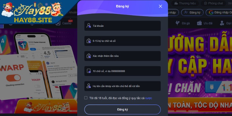 Tiến trình tạo tài khoản mới từng bước rõ ràng, liên tục